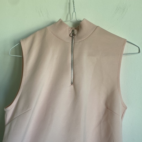 ZARA Zippered Turtleneck Collar Sleeveless Top • Light Baby Pink • M Medium - Picture 3 of 9